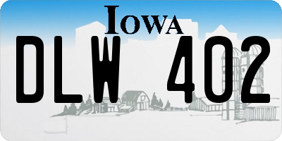 IA license plate DLW402