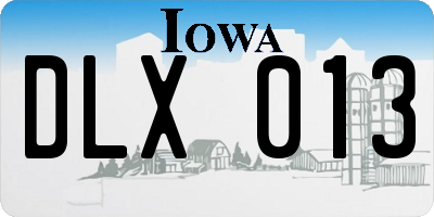 IA license plate DLX013