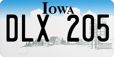 IA license plate DLX205