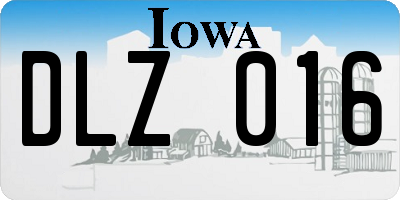 IA license plate DLZ016
