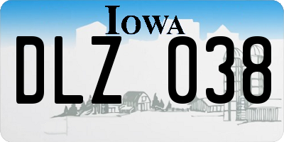 IA license plate DLZ038