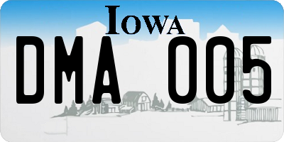 IA license plate DMA005
