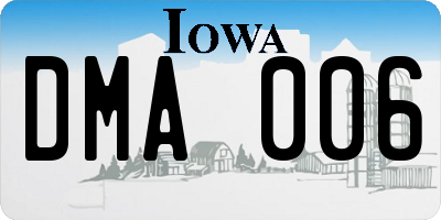 IA license plate DMA006