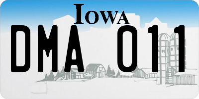 IA license plate DMA011