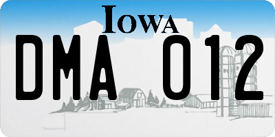 IA license plate DMA012