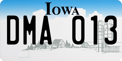 IA license plate DMA013