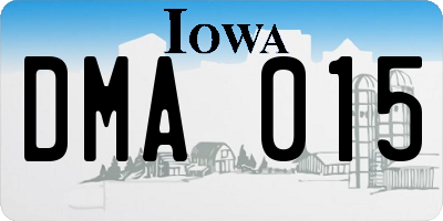 IA license plate DMA015