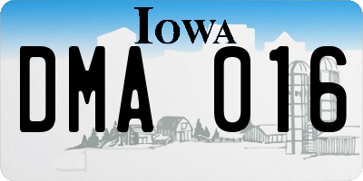 IA license plate DMA016
