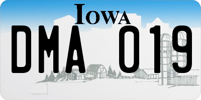 IA license plate DMA019