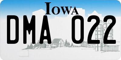IA license plate DMA022