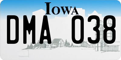 IA license plate DMA038