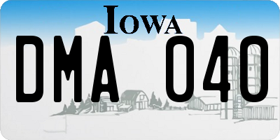 IA license plate DMA040