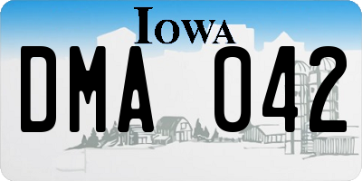 IA license plate DMA042
