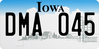 IA license plate DMA045