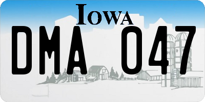 IA license plate DMA047