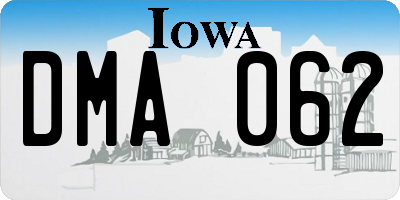 IA license plate DMA062