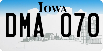 IA license plate DMA070