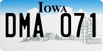 IA license plate DMA071