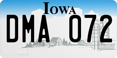 IA license plate DMA072