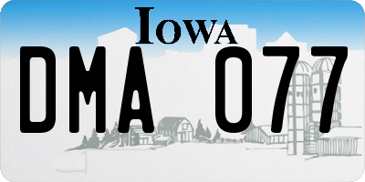 IA license plate DMA077