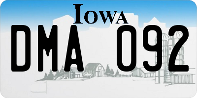 IA license plate DMA092