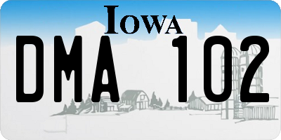 IA license plate DMA102
