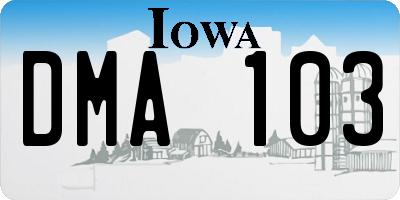 IA license plate DMA103