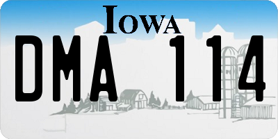 IA license plate DMA114