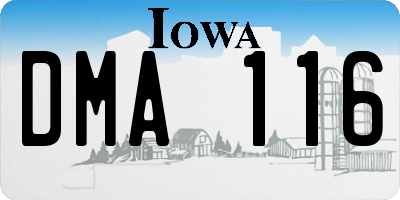 IA license plate DMA116
