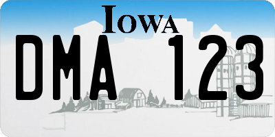 IA license plate DMA123