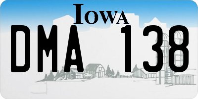 IA license plate DMA138