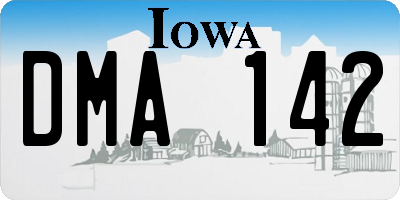 IA license plate DMA142