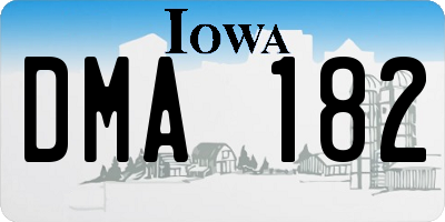 IA license plate DMA182