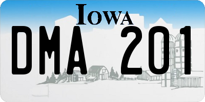 IA license plate DMA201
