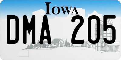 IA license plate DMA205