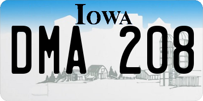 IA license plate DMA208