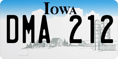 IA license plate DMA212