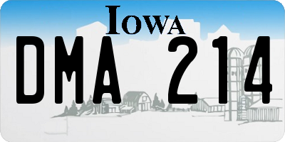 IA license plate DMA214