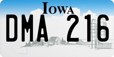 IA license plate DMA216