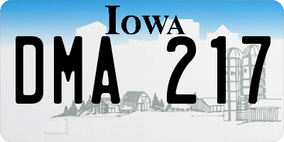 IA license plate DMA217