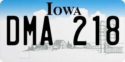 IA license plate DMA218