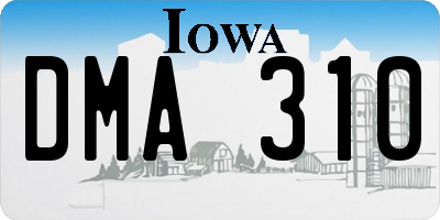 IA license plate DMA310