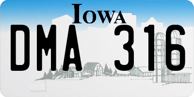 IA license plate DMA316