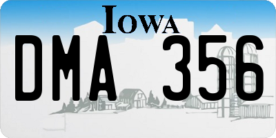 IA license plate DMA356