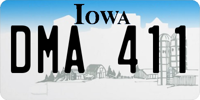 IA license plate DMA411