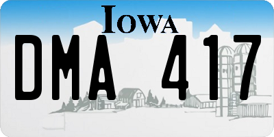 IA license plate DMA417