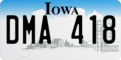 IA license plate DMA418