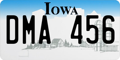 IA license plate DMA456
