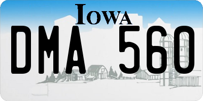 IA license plate DMA560