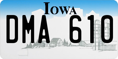 IA license plate DMA610